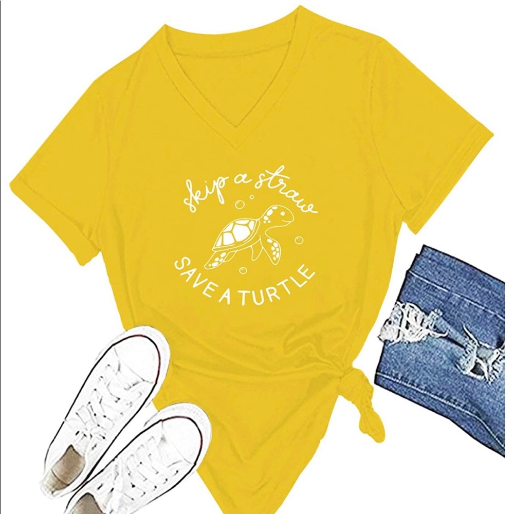 Save the turtles womens t shirt size small v neck